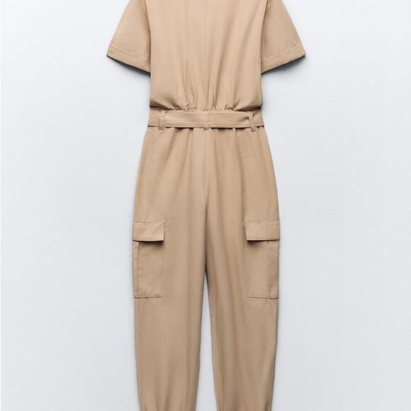 ZARA BELTED CARGO JUMPSUIT - Picture 6 of 12